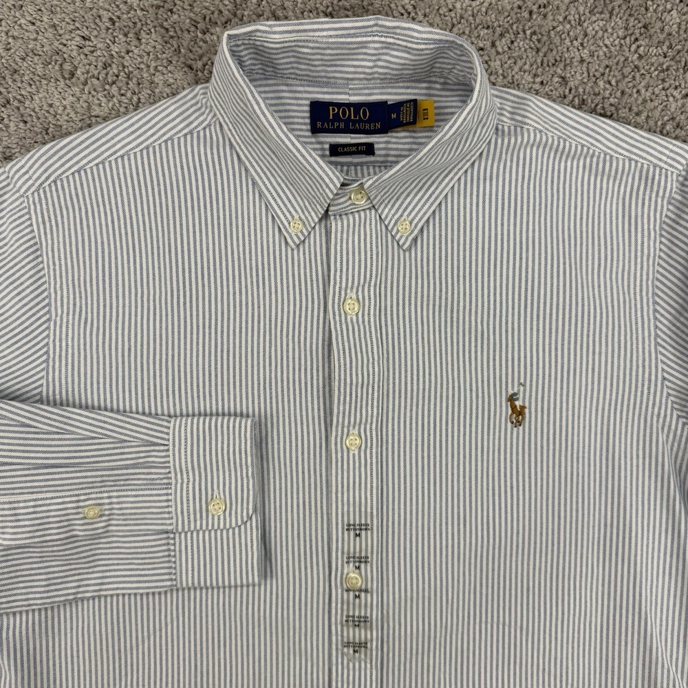 Polo Ralph Lauren Oxford Shirt Men's M NWOT Blue Classic Fit OCBD Flesh Pony Ivy